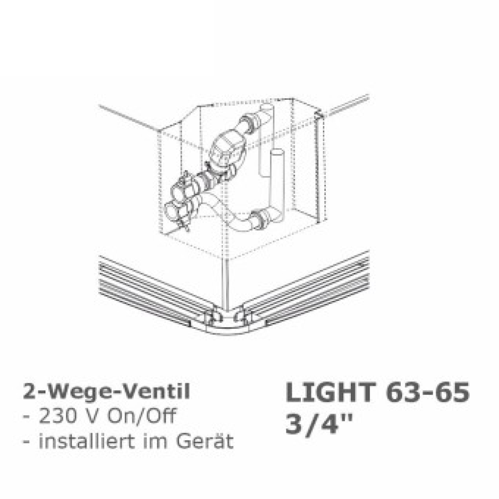 2 Wege Ventilbaugruppe 3/4", LIGHT 63-65, intern, installiert